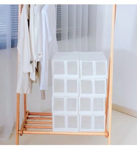 कस्टम ढहने वाले ऑक्शफोर्ड कपड़े जूते आयोजक भंडारण बॉक्स के साथ कमरे के उपयोग के लिए स्पष्ट दीवार के साथ - Product Image 6