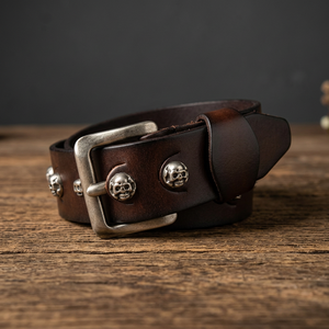 Cinturón Casual Unisex Ecológico de Cuero de Búfalo BS INTERNATIONAL con Patrón Floral y Hebilla de Calavera de Acero con Transferencia Térmica de 3.8 CM - Product Image 1