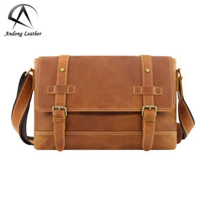 Andong Crazy Horse Leather Shoulder <b>Messenger</b> <b>Bag</b> Retro Fashion Large Capacity for <b>Men</b> Vintage Fashion Casual Crossbody <b>Bags</b> - Product Image 1