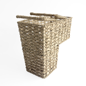 XH Nhỏ Handmade Dệt Màu Tự Nhiên Thân Hoặc Lá Của Cattail Cỏ Biển Cầu Thang Bước Lưu Trữ Giỏ Với Xử Lý - Product Image 2