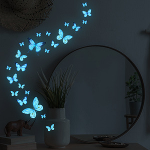 YCL4010 Adesivo Murale Luminoso a Forma di Farfalla Blu in PVC, Autoadesivo <span class=keywords><strong>per</strong></span> Soggiorno, Camera da Letto, Stanza dei Bambini, Decorazione Parete - Product Image 2