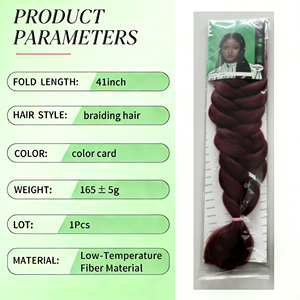 Cabello Sintético Preestirado <span class=keywords><strong>de</strong></span> Fibra <span class=keywords><strong>de</strong></span> Baja Temperatura para Trenzas Jumbo, 82 Pulgadas, 165g, <span class=keywords><strong>de</strong></span> Una Sola Tira, para Crochet - Product Image 2