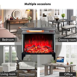 Chimenea Eléctrica de Tres Lados de 24 Pulgadas con Patas, Control Remoto, Diseño Elegante en Vidrio para Uso Doméstico - Product Image 2