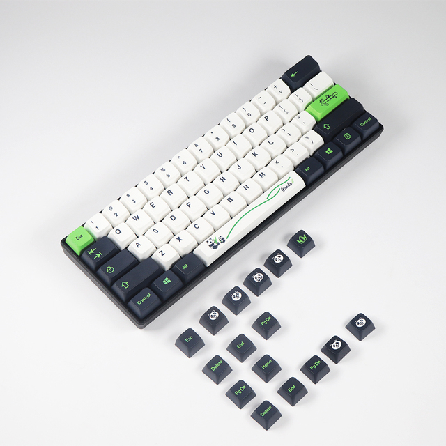 Panda Theme Keycaps Bamboo Design Zen Nature Keyboard Accessories Black & White Asian Wildlife Targeted for Zen Users