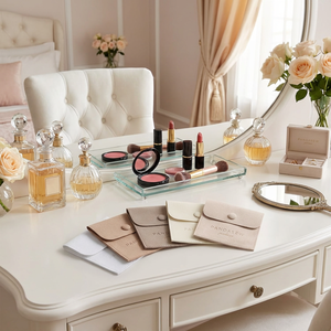 Bolsa de Embalaje para Joyería y Collares, de Microfibra de Lujo, Personalizada con Impresión OEM, Portátil, Tipo Sobre, Dorada, Venta al Por Mayor - Product Image 2