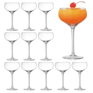Handmade Strong Lead Free Crystal Cocktail Glasses Stem Glass Kitchen Bar Ware Goblet Cup V-Shape Classic Clear Martini Glass
