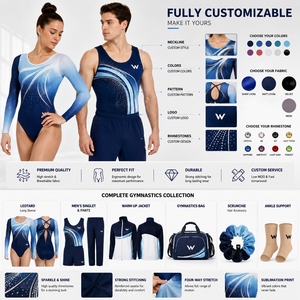 Justaucorps de gymnastique Ruby pour filles, manches longues, strass, col en V, fermeture éclair au dos, tenue de compétition pour club d'art gymnastique, OEM ODM, faible MOQ - Product Image 3