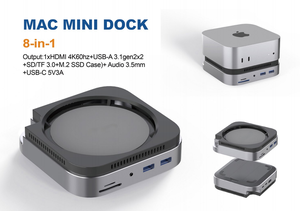Base de Conexión USB OEM con Carcasa para SSD M.2 SATA/NVMe, USB-A/C3.2 10Gbps, SD/TF, Audio 3.5mm para <span class=keywords><strong>Mac</strong></span> <span class=keywords><strong>Mini</strong></span> M4 <span class=keywords><strong>Mini</strong></span> PC - Product Image 5