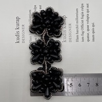 Chaussures en pvc pour dames, fleurs de perles noires faites à la main, accessoires de fleur de chaussure