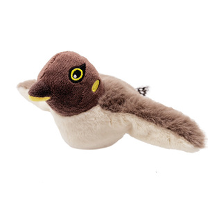 Jouet pour chat en peluche, moineau jaune tacheté, qui couine, avec ailes qui battent et herbe à chat, rechargeable - Product Image 1