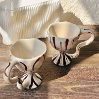 Tasse à café en porcelaine faite à la main de style vintage Shangjin, résistante aux hautes températures, avec poignée, inspirée de l'Instagram
