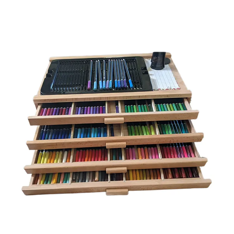 Art Materials 6 Designed Storage Drawer Storage Box Pastels Pencils Markers Brushes Wood Custom Artist Supply Box