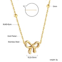 Collier ras du cou fantaisie en acier inoxydable plaqué or 18 carats avec pendentif nœud mignon et délicat pour femme