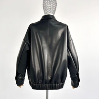 Veste en cuir décontractée noire pour femme avec poches à rabat, veste en cuir brillant tendance, vente en gros d'usine