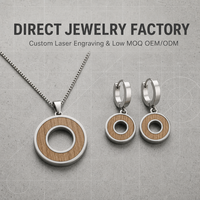 Parure de bijoux en bois argenté pour femme, collier et boucles d'oreilles cercle ouvert en acier inoxydable 316L, plusieurs options de bois, cadeau pour elle, OEM