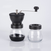 Moulin à café manuel miniature personnalisable en verre, design moderne et minimaliste, pour moudre les grains de café en poudre, pour un usage domestique