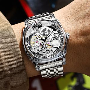Binbond Men's Automatic Mechanical Watch Skeleton Design Luminous Stainless Steel Band 50m Waterproof Sports Wristwatch - Product Image 3