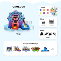 Château gonflable commercial en PVC avec toboggan, couleur personnalisée, pour saut et amusement