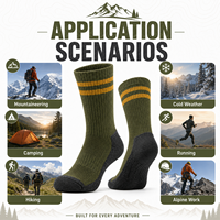 Chaussettes de randonnée écologiques personnalisées en laine mérinos pour jeunes et hommes, chaussettes thermiques pour le trekking et le camping