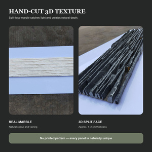 Pannello <span class=keywords><strong>in</strong></span> Marmo Naturale 15x60cm, <span class=keywords><strong>Rivestimento</strong></span> <span class=keywords><strong>in</strong></span> <span class=keywords><strong>Pietra</strong></span> 3D a Faccia Spaccata per Pareti Interne ed Esterne, Caminetti - Product Image 4