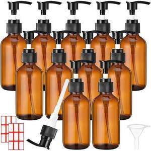 Botella de Vidrio Reciclable de 250ml, 500ml, 1000ml, Tipo Boston, Redonda, para Champú, Loción de Baño, Envase con Bomba - Product Image 2