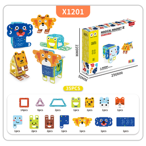 Jouets en blocs magnétiques série <span class=keywords><strong>Zoo</strong></span>, <span class=keywords><strong>jeu</strong></span> éducatif intelligent 3D STEM pour enfants, tout-petits, garçons, filles, ensemble de tuiles magnétiques - Product Image 2