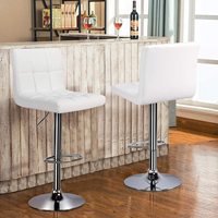Lot de 2 tabourets pivotants en cuir PU blanc, hauteur de comptoir réglable, sans accoudoirs, avec Base plus grande, chaises de Bar x-large