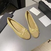 Chaussures de luxe pour femmes 2026 – Ballerines en cuir à nœud, bout rond, couleur assortie, style mule