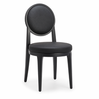 Chaise de salle à manger en bois rembourrée noire avec dossier rond pour restaurant, hôtel, banquet