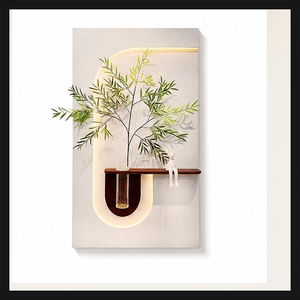 Pannello Murale Retroilluminato Testurizzato con Mensola Integrata, <span class=keywords><strong>Arte</strong></span> Astratta Floreale Botanica per Ingressi, Reception e Interni di Strutture Ricettive - Product Image 2