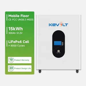 15kWh 300ah 51.2V baterai Surya Lithium Lifepo4 seluler sistem penyimpanan energi rumah dipasang di lantai siklus 8000