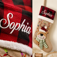 Chaussette de Noël 3D en appliqué bonhomme de neige DTC, broderie personnalisée du nom, livraison directe au client