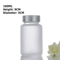 Bouteille en verre givré avec couvercle, flacon transparent scellé pour médicaments, pilules, poudres, compléments alimentaires, emballage de Cordyceps