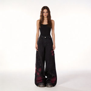 Jean droit décontracté taille mi-haute en denim noir pour <span class=keywords><strong>femme</strong></span> Wangsheng, taille XL, été/hiver, délavé, ourlet effiloché, imperméable - Product Image 5