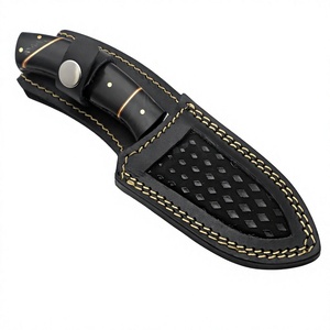 Damascus Steel Hunting Knife with Straight Edge Drop Point Blade and Bull Horn Handle Handcrafted - Product Image 2