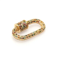 Coloful CZ pierres Micro pavé ovale en laiton Marla Aaron vis fermoir serrure breloques pendentif mousqueton pour la fabrication de bijoux à bricoler soi-même