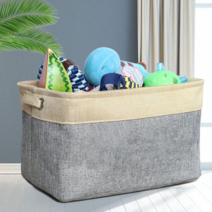 Organizador de Ropa, Cesta de Almacenamiento de Tela, Rectangular, Gris Marrón, Lino, Caja de Almacenamiento Portátil para Armario - Product Image 3