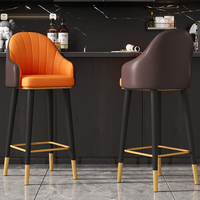 Chaise de tabouret de bar colorée de luxe de style nordique chaise de bar en tissu de velours moderne avec pieds en métal
