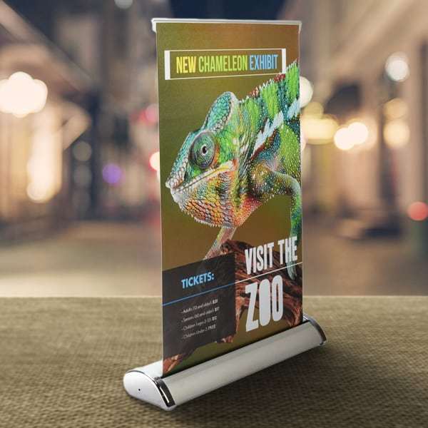 Tabletop Roll up Banner Stand A4 A3 Desk Mini Retractable Water Resistant Indoor Use Customizable