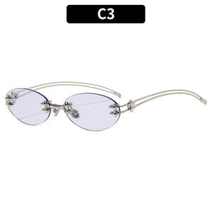 2025 Popular Personalized Fashionable Oval <b>Frameless</b> Sunglasses Hot Girl Fashion Y2K Hot Girl Style Sunglasses - Product Image 3