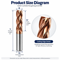 60 HRC Solid Carbide Roughing End Mill Wave Edge Corrugated Rougher Long Shank Heavy Duty Dynamic Milling Cutter untuk Baja