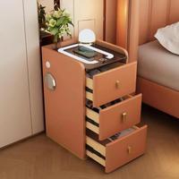 Table de chevet intelligente en bois de luxe léger avec charge USB sans fil, verrouillage par empreinte digitale, lumière LED 3 couleurs pour chambre à coucher et hôtel