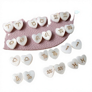 12 Constelaciones, Cuentas Redondas de Concha Natural Blanca y Corazón de Coral, Signos del Zodiaco, Cuentas Espaciadoras Sueltas para Manualidades y Joyería, 5 Piezas - Product Image 1
