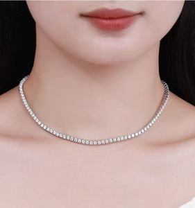 Collier tennis en or véritable 14 carats avec diamants Moissanite de 4 mm, design chaîne en or pour filles, bracelet tennis - Product Image 6