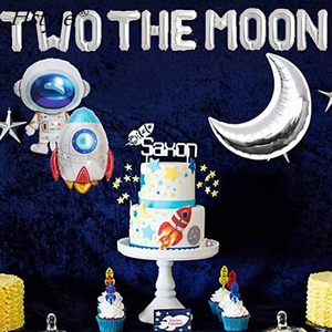 Hstyle due palloncini lunari bandiera del partito astronauta uomo spaziale Robot UFO tema bambino 2a festa di compleanno forniture decorazione - Product Image 4