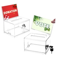 Boîte de vote et de dons en acrylique transparent personnalisée avec serrure, support de signalisation amovible, boîte de collecte de bulletins de vote OEM/ODM directe usine