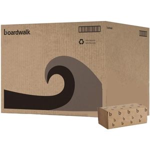 Serviettes en papier Boardwalk 6210 Naturelles 1 pli, pliées en un seul pli, absorbantes, imprimées, 9 po de largeur x 9,45 po de longueur, 4000 unités, texture facile à saisir - Product Image 6