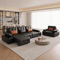 Intelligentes Modernes Luxus-Wohnzimmersofa Dreisitzer Echtleder Elektrisch Verstellbar mit Fernbedienung USB