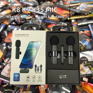 K9 قابل لإعادة الشحن ميكروفون لاسلكي Lavalier K9 ميكروفون صغير لفئة يوتيوب على الإنترنت بث مباشر مقابلة Vlog - Product Image 1
