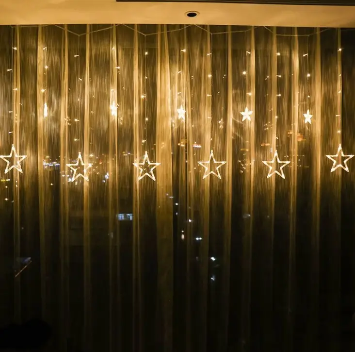 Fábrica por atacado de cinco pontas-warm white lamp criativo do casamento holiday party decoração da janela estrela CONDUZIU luzes da cortina